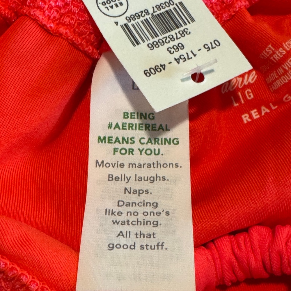 NWT Aerie bikini bottom size large Cheekiest bright spring coral color tie side - Picture 9 of 9